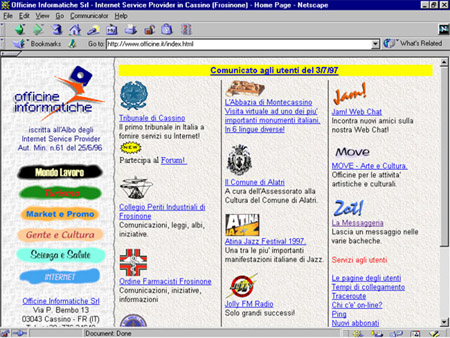 Home page del portale nel 1997